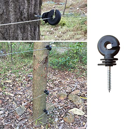 60Pcs Electric Fence Insulator Screw-in Insulator Fence Ring Wood Post Insulator with Insulator Socket Tool for Animal Husbandry Electronic System (Electric Fence Insulator - 60PCS) - style: Electric Fence Insulator - 60PCS