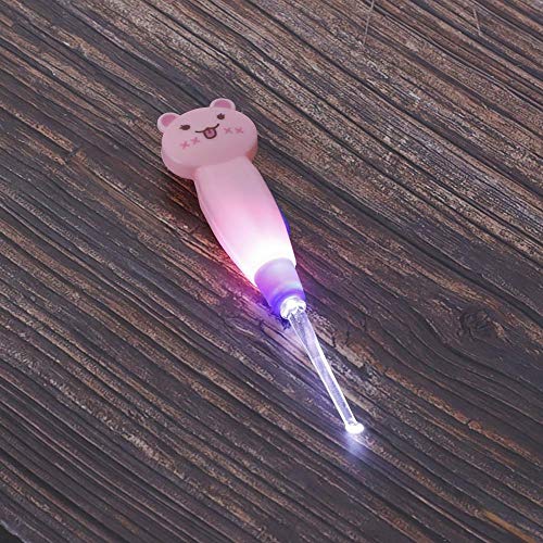 Fdit Cute Cartoon LED Flashlight Earpick with Scoop Tweezers Cleaner Care Tool(Cat)