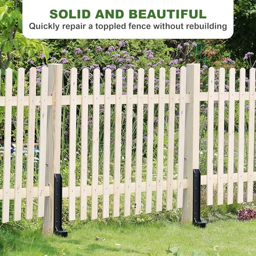 Fence Post Repair Kit, Heavy Duty One-Piece Steel Anchor & Stakes for Repair Broken Tilted Leaning Wood Posts, Rust-Proof Easy Installation, Upgraded 11-Gauge Thickness (8 Pack) - color: 8 Pack