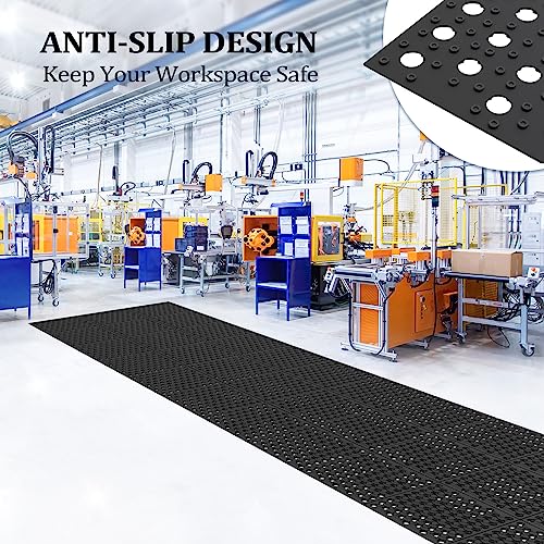 ROVSUN Rubber Floor Mat with Holes, 3x20 FT Hollow Large Mat Roll, Anti-Fatigue/Non-Slip Drainage Mat, for Industrial Kitchen Restaurant Bar Bathroom, Indoor/Outdoor Cushion (2 Packs) - size: 36x236 in.(3x20 ft)