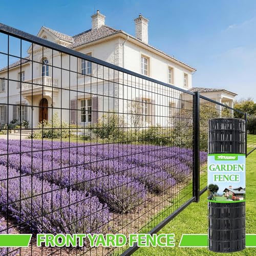 Black PVC Coated Welded Wire Fencing,2"x4" 14 Gauge,60inch H x 50ft L Garden Wire Fence Roll,2/3/4/5/6ft Tall x 50/100 ft Long Vinyl Coating Metal Wire Mesh for Yard,Farm,Dog,Vegetable Protection - color: Black, size: 2"x4" 60inx50ft