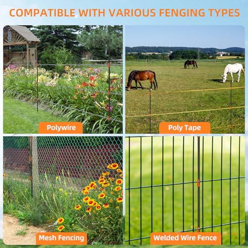 50 Pack Electric Fence Insulator Clips for 7/16" Round Rod & Post | works with poly wire,poly tape,poly rope.Great for pet fences,garden protection,livestock control,and barrier installations