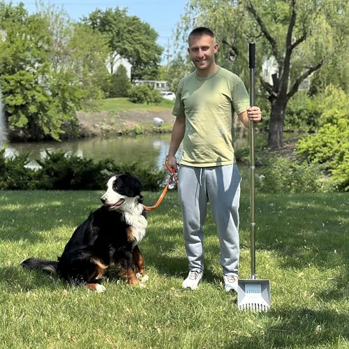 Heavy Duty Pooper Scooper 66in Tempered Spring Steel Scoop Long Stainless Steel Handle Dog Pooper Scooper for Large Dogs Outdoor Pet Waste Removal Shovel | Long Stainless Steel Handle Dog Pooper Scooper for Large Dogs Outdoor Pet Waste Removal Shovel