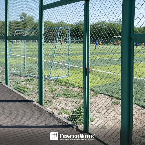 Fencer Wire 9 Gauge Green Vinyl Coated Galvanized Steel Chain Link Fence Fabric, Diamond Mesh Size 2-3/8 Inch, Galvanized Fencing Wire Roll for Garden and Animals Enclosure (4ft. x 50ft.)