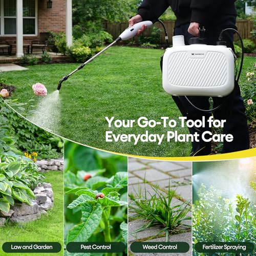 Maygrove 2 Gallon Electric Garden Sprayer, Rechargeable Telescopic Wand | Battery Powered Sprayer with 3 Nozzles, One-button Spraying for Yard, Lawn, Weed Control