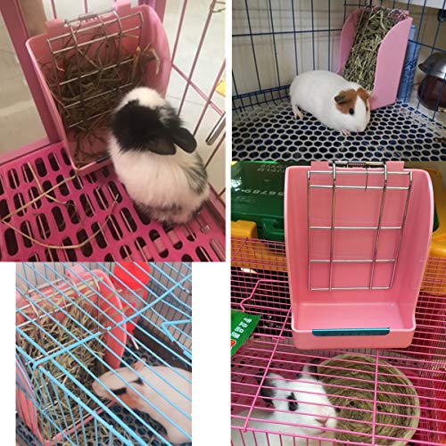 Litewoo Rabbit Hay Feeder, Small Animal Food Dispenser for Guinea Pigs | 3.54x5.7x7.09 inch, food-grade PP plastic, chew-resistant, pink, hay feeder, for rabbits/guinea pigs/chinchillas/hamsters - color: A / Pink
