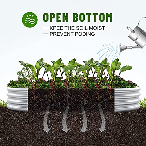 Land Guard 8×4×1 ft Galvanized Raised Garden Bed Kit，Raised Garden Boxes Outdoor, Oval Metal Raised Garden Beds for Vegetables…… - color: 1-silver, size: 8×4×1ft(1pcs）