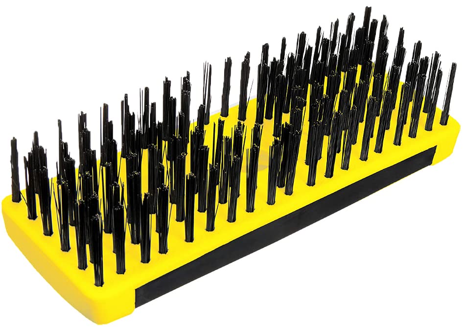 ALLWAY SB619 Carbon Steel Wire Scrub Brush Block | Soft-Grip, Threaded Pole Socket, Chemical and Solvent Resistant Bristles - style: Carbon Steel Wire Scrub Brush Block