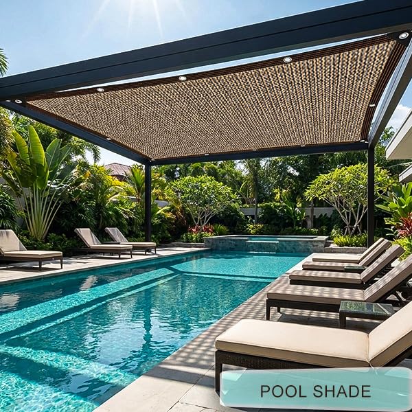70% Shade Cloth,Chicken Coop Cover Shade Cloth for Garden Sturdy Sunblock Mesh Tarp with Grommets for Outdoor Garden Bed Neting Mesh Pergola Patio Lawn Sun Cloth Brown 3x6FT - size: 3×6FT