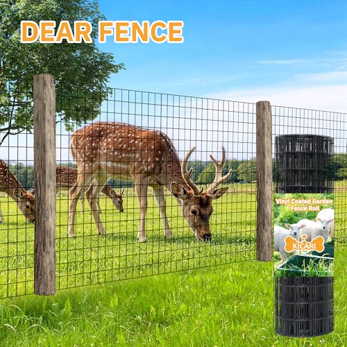 Black Metal Garden Fence, 48inch(H) x 100ft(L), 2 inch x 3 inch,14GA 2/3/4/5/6 Ft Tall Chicken Wire PVC Coated Welded Wire Mesh Roll for Dogs Border Yard Vegetable Plant Protection Poultry Netting - color: Black, size: 14GA 2x3 48"x100'