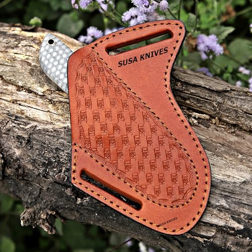 Custom Handmade 7'' fixed blade hoof rasp knife Cow boy knife Turquoise Handle Damascus steel Bull cutter, cowboy knives with pancake leather sheath (WHITE HONEY COMB) - color: WHITE HONEY COMB