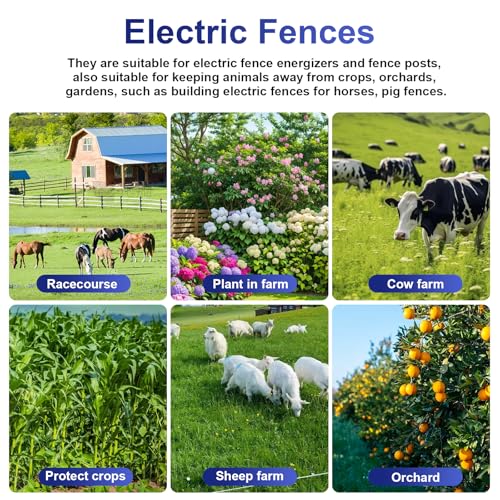 Electric Fence Insulators, 100 PCS Self-Tapping for Wood Posts | Ranch & Farm Fencing, PP+PE, 3.7-Inch Insulators, 1.8-Inch Self-Tapping Screw, Fits Polywire, Tape, Rope, Steel Wire