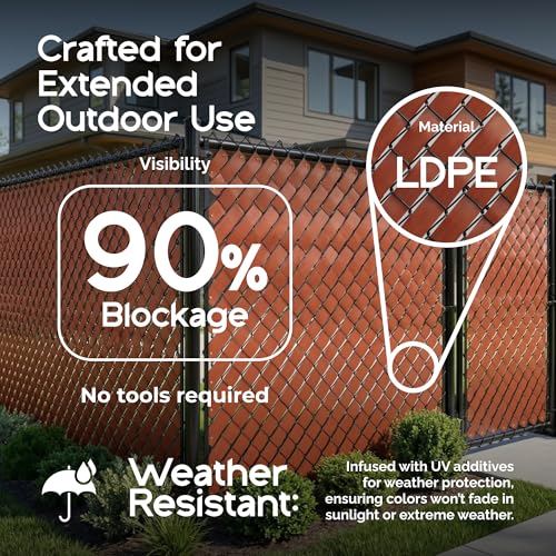 Chain Link Fence Privacy Tape (Redwood) - color: Redwood