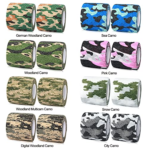 FRESINIDER 16 Rolls Self Adhesive Wrap Athletic Tape Gauze,Medical Bandage,Breathable Elastic Cohesive Bandage for Sports Injury & Pet (Camo) - color: Camo