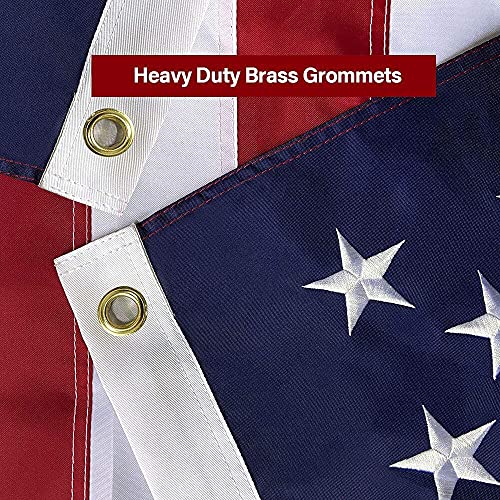 American Flag 5x8 FT Embroidered Stars, Sewn Stripes, Brass Grommets Polyester USA US Flag Long Lasting for Outdoor Use - size: 5x8 Ft Brass Grommets