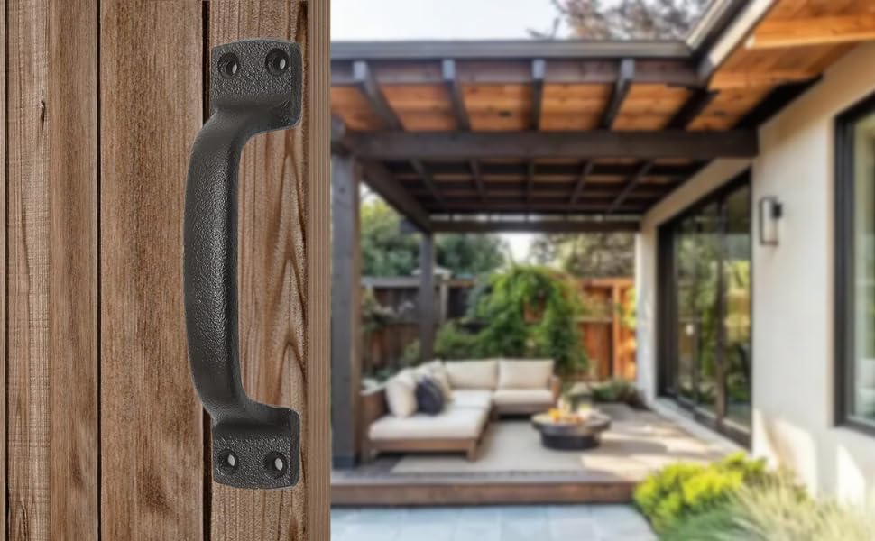 7 Inch Classic Barn Door Handle - Black Cast Iron Pull for Sliding Doors, Gates, Sheds, Fences, Closets - Indoor Outdoor Farmhouse Hardware - size: 7", style: Classic