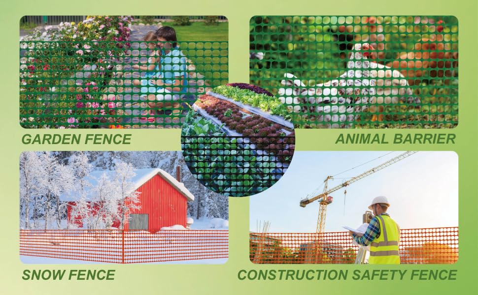 PotatoLife Orange Plastic Snow Fence, Safety Fence, 4'x100' | Temporary HDPE Fence for Construction, Garden, Animal & Pet Barrier, Easy to Install, Cut to Size, Visible, with 50 Zip Ties - color: Orange, size: 4' x 100'