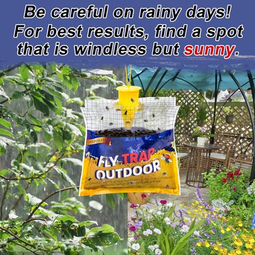 Fly Traps Outdoor Hanging for Patio, 4 Pre-Baited Flies Bags Disposable | Flies Catcher Repellent, Reusable Stable Horse Ranch Trapper Outdoor Hanging Fly Killer Helps Control Flies - size: 4 pack1