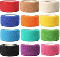 12 Pack Self Adhesive Bandage Wrap, 1" x 5 Yards, Cohesive Athletic Tape | Athletic Elastic Cohesive Bandage for Sports Injury,Strain,Knee & Wrist,Ankle Sprains & Swelling First Aid - size: 1x180 Inch (Pack of 12)