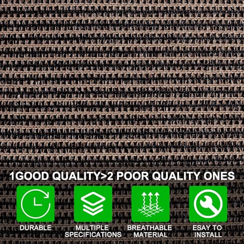 Shatex 90% Sun Shades for Patios 8X 12ft Shade Fabric Sun Shade Cloth Taped Edge with Grommets Sun-Block Mesh Shade for Pergola Cover Canopy Mocha, 12 Bungee Balls - color: Mocha, size: 8x12ft