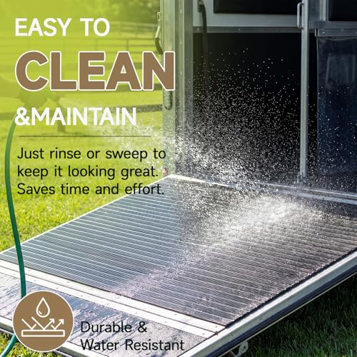 4 x 6 ft Horse Trailer Mat Rubber Waterproof Stall Mat with Shock Absorption and Cushioning Heavy Duty Non Slip Stable Pads for Livestock Trailers Stalls Driveways Garages Livestock Barn