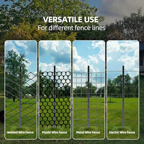 Metal Fence Post 7FT, 10 Pack Heavy Duty T Posts for Garden | Heavy Duty Steel / Black Coating / Rust Resistant / Garden Wire Fence Support / Trellis / No-Dig U Post - size: 7FT 10PCS