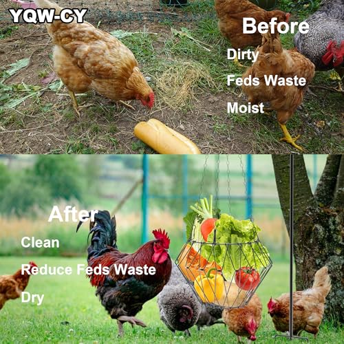 Hanging Chicken Feeder, Foldable Chicken Vegetable Fruits Feeder, Poultry Feeding Holder Basket with Hanging Chain, Veggie Treat Ball for Chicken Coop Accessories (1 Pack) - style: 1 Pack