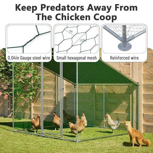 Metal Chicken Coop 84*78*72inch with Waterproof and Anti-UV Roof and Run,Walk-in Hens pen with Security Lock,Out-Door Poultry Enclosure for Small Animal Like Chickens Fence,Ducks,Rabbits Cage for Yard