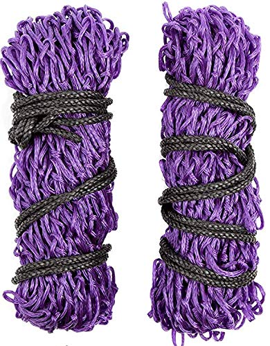 Majestic Ally 2 pcs Slow Feed 42” Hay Net for Horses, Strong Small 2x2” Holes, Nylon Rope Hanging, Adjustable Travel Feeder for Trailer and Stall, Simulates Grazing, Reduce Waste - color: PURPLE