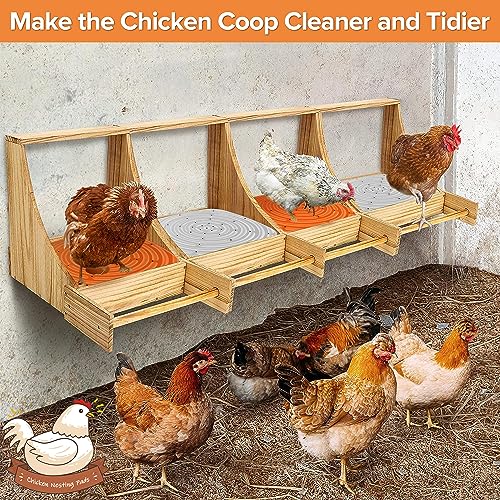 Washable Chicken Nesting Pads 8 Pack Cuttable 11.8 x 11.8 Inch Reusable Nesting Pads Be Suitable for Nesting Box Pads for Chickens (4 Orange and 4 Gray)