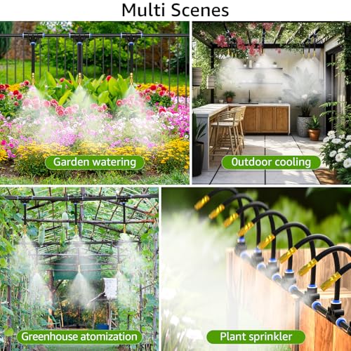 Bluepro Drip Irrigation System 1/4", 2026-Upgrade Garden Sprinkler Kit with 12PCS 360° Adjustable Copper Nozzles, Automatic Misting Watering System for Raised Beds, Greenhouse, Lawn, Patio, Yard - size: 7.8inch