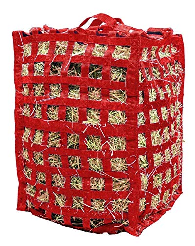 Derby Originals Natural Grazer Patented Four Sided Slow Feed Horse Hay Bag with One Year Warranty - color: Red
