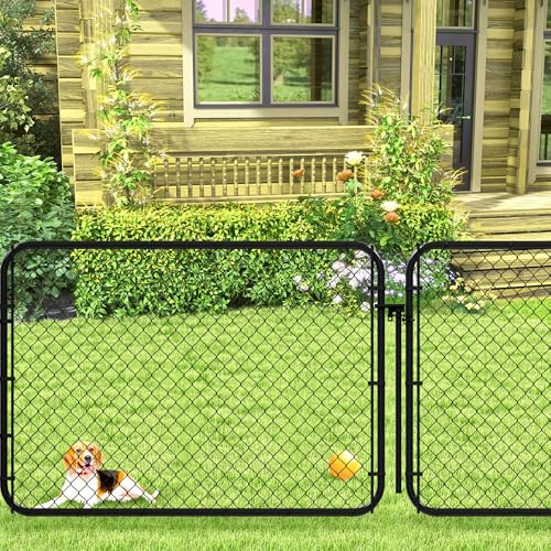 Adjustable Chain Link Fence Gate Kit,Rust-Resistant PVC Coated Garden Gate for Outside,Durable Outdoor Gate for Garden Fence, Pathways, Yards, and Driveways, 26"-72" Wide x 4' High - size: 4ft High