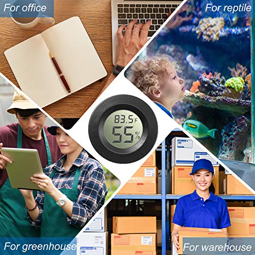 Weewooday 8 Pcs Mini Hygrometer Thermometer Digital LCD, Black | Monitor Indoor Outdoor Room, Humidity Meter Temperature Gauge for Greenhouse Garden Reptile Incubator Cellar,℉ or ℃ - size: Black