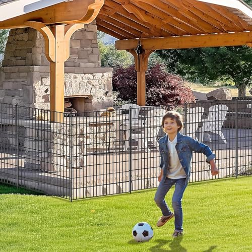 Toolterritary 10 Panels No Dig Garden Fence with Gate, 40 in(H) X 24.2 ft(L) Metal Fence Panels, Thickened Rustproof Garden Fencing, Animal Barrier Fence for for Dogs, Rabbits, Landscape, Patio - size: 40 in(H)×29in(L)
