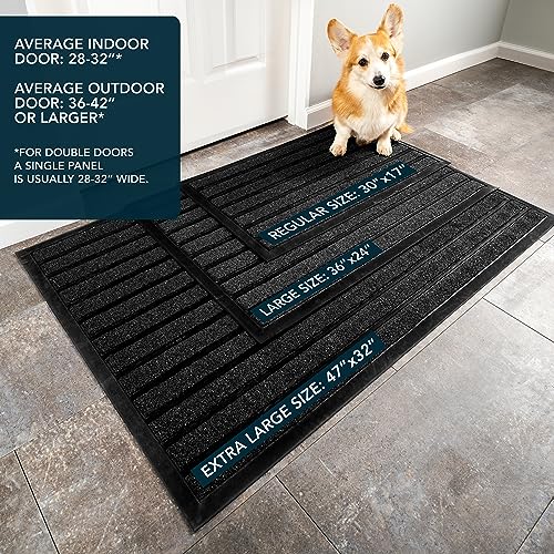 ubdyo Extra Durable Door Mat Outside Entrance (47" x 32", Bright Black) | Dirt Trapping ,Non-Slip Backing, Indoor or Outdoor Use, Welcome Mat, Low Profile, Natural Rubber, Stain Fade Resistant - color: Bright Black, size: 47" x 32" (Rectangular)