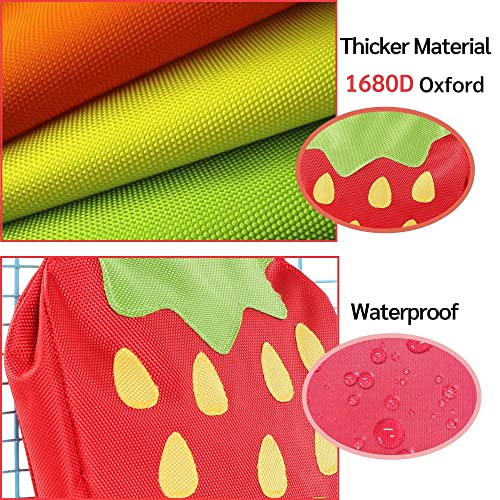 JanYoo Rabbit Hay Feeder Bag for Cage Guinea Pig Timothy Hay Dispenser Storage Manger Hanging Large Less Waste for Bunny - color: A-Strawberry