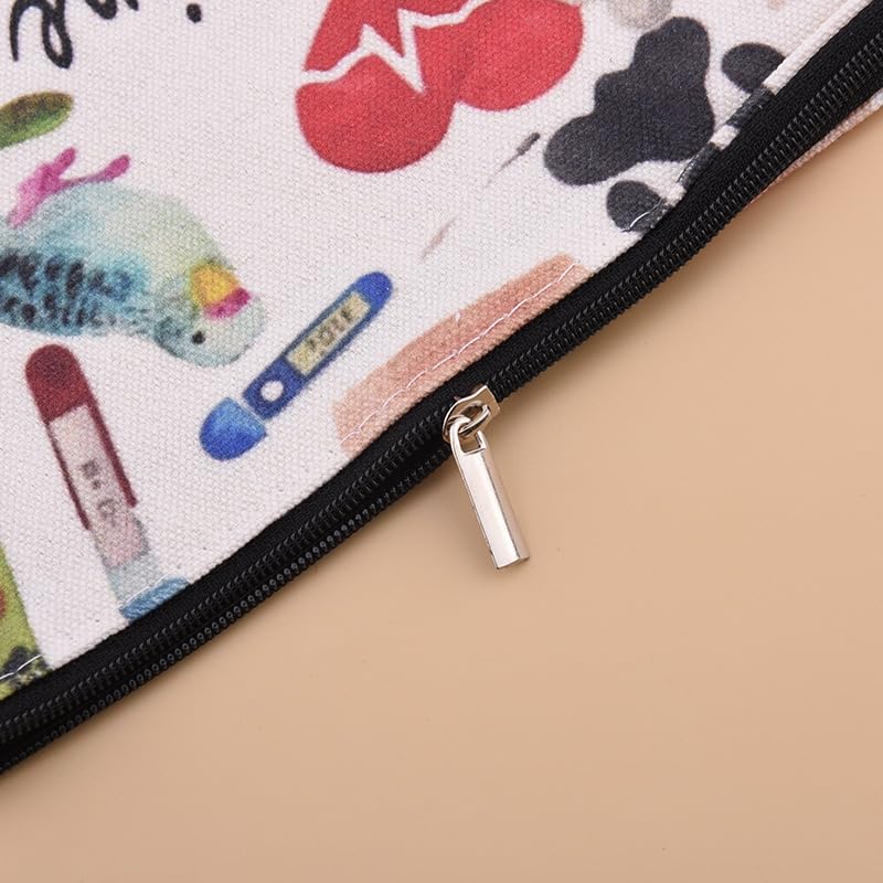 Pet Medicine Cosmetic Bag Watercolor Veterinary Pet First Aid Kit Makeup Bag Portable Travel Pouch Canvas Emergency Bags Gifts For Pet Medication Toiletry Storage Pouches