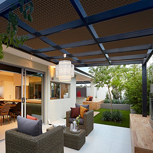 E&K Sunrise 12' x 2' Sun Shade Fabric Roll Outdoor Sun Shade Cloth Pergola Cover for Backyard Garden Patio Deck Greenhouse (Brown)