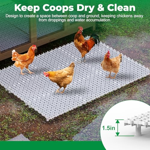 Forestchill Chicken Coop Ground Pads, 9 Pcs Plastic Floor Pads for Chicken Coops, Reusable Interlocking Walking Mats, Chicken Coop Accessories to Keep Coop Dry and Clean, Flexible to Splice