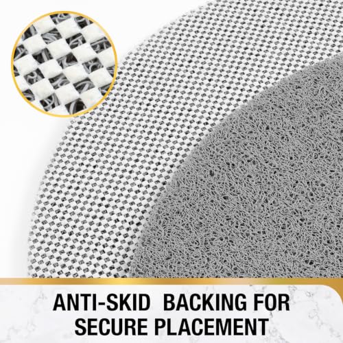 HITSLAM Non Slip Shower Mat, 27 Inch Diameter Large Round Shower Foot Scrubber Mat with Drain Hole in Middle,Soft PVC Loofah and Quick Drying Shower Floor Mat for Standing Shower Stall, Grey - color: Grey, size: 27" (Round)