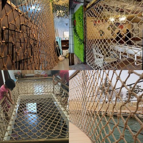 Jute Hemp Rope Nets for Safety & Decorative,Rope Ladder for Kids and Pet,Versatile Rope Net,Tree House Climbing Child Safety Stair Balcony Railing Protect(Size:1mx2m(3.2x6.5ft),Diamond Mesh) - size: 1mx2m(3.2x6.5ft)
