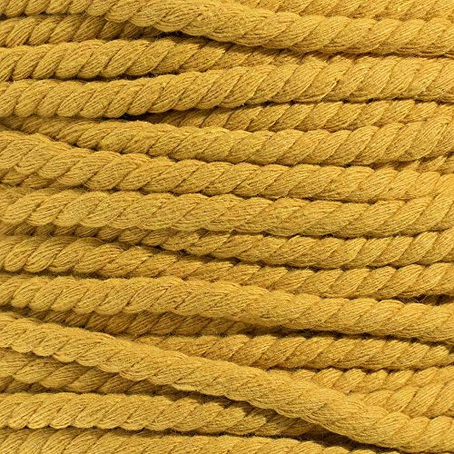 Twisted Natural Cotton Rope - 1/4 Inch - Solid Colors - Available in Lengths of 10 Feet, 25 Feet, 50 Feet, and 100 Feet - color: Gold, size: 10 feet