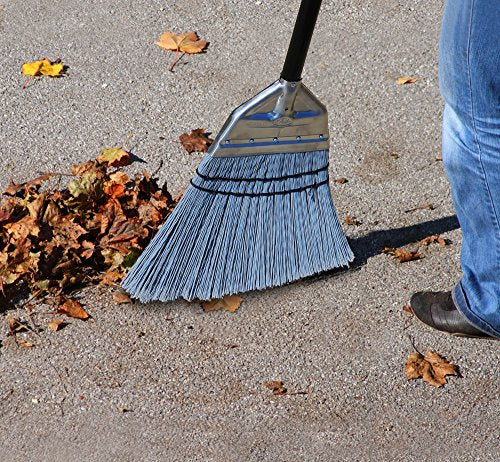 Fuller Brush Angle Broom – Heavy Duty Broom with Split End Bristles, Steel Handle, Indoor/Outdoor Floor Sweeper for Home, Garage, Patio
