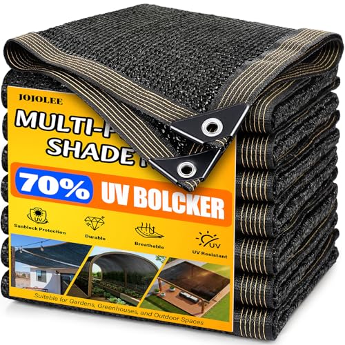 JOJOLEE 70% Sun Shade Cloth, 10x12FT Shade Net Mesh Tarp with Grommets, Black Sunblock Cover for Outdoor Patio Plants, Pergola, Greenhouse, Chicken Coop, Backyard, Balcony - size: 70%-10 x 12FT