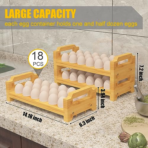 Bamboo Egg Holder Countertop - Stackable Design for Fresh Eggs, Farmhouse Egg Tray Storage Display Rack, Kitchen Counter Top Organizer Wooden Egg Stand, Fits Quail, Duck, Turkey, Chicken Eggs (Modern) - style: Modern