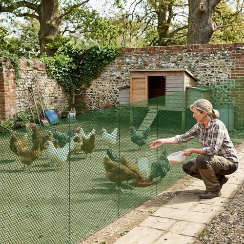 SUNYRISY 40in x 82ft Garden Mesh Fence Temporary Fencing | Outdoor Dog Fence, Chicken Fencing Plastic Netting Animal Barrier for Backyard Dog Poultry Pet Protection, Green Diamond - color: Green Diamond