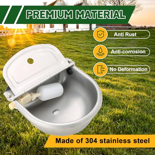 MAOPINER Automatic Water Dispenser Bowl, Stainless Steel Animal Waterer | Farm Water Bowl for Dogs, Horses, Cattle, Goats and Sheep, Float Valve Waterer Without Drainage Hole
