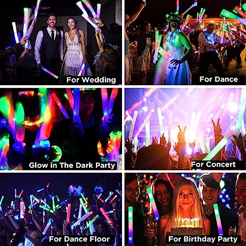 32 Pcs Foam Glow Sticks Bulk Party Pack, L16" Big Led Light Up Foam Sticks with 3 Flashing Effect, Glow in The Dark Party Supplies Favors for Wedding, Adults/Kids Birthday, Disco Dance Floor, DJ