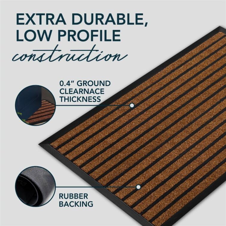 ubdyo Extra Durable Door Mat Outside Entrance (47" x 32", Bright Brown) | Dirt Trapping ,Non-Slip Backing, Indoor or Outdoor Use, Welcome Mat, Low Profile, Natural Rubber, Stain Fade Resistant - color: Bright Brown, size: 47" x 32" (Rectangular)